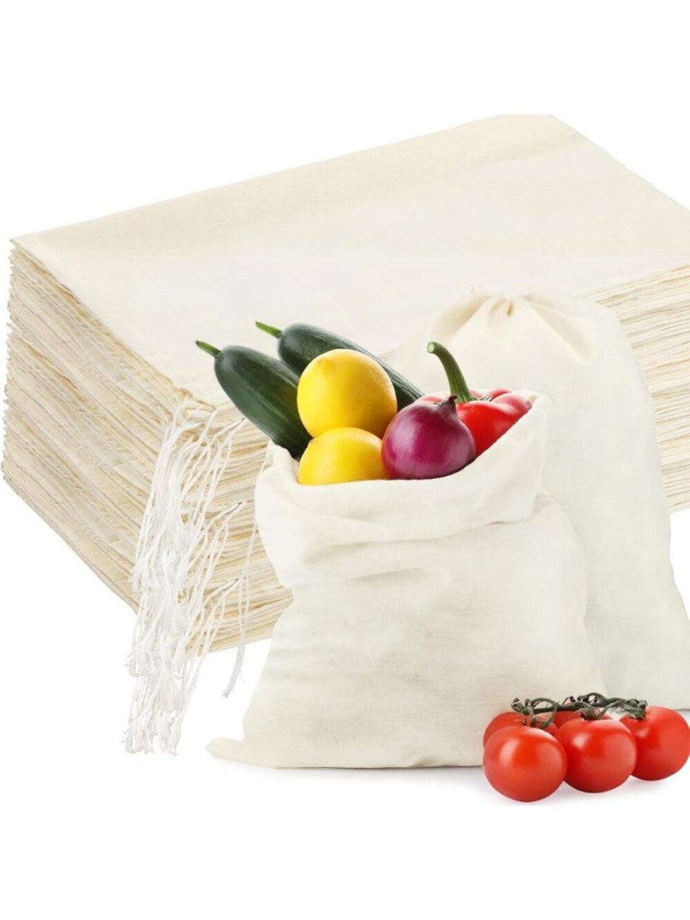 50 Pcs Drawstring Muslin Burlap Bags 12x15 Inch - Small Cotton Gift Pouches